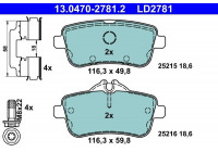 Kit de plaquettes de frein, frein à disque ATE Ceramic 13.0470-2781.2