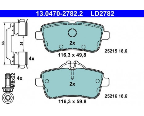 Kit de plaquettes de frein, frein à disque ATE Ceramic 13.0470-2782.2