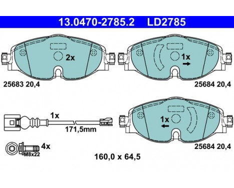 Kit de plaquettes de frein, frein à disque ATE Ceramic 13.0470-2785.2, Image 2