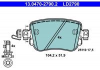 Kit de plaquettes de frein, frein à disque ATE Ceramic 13.0470-2790.2