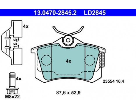 Kit de plaquettes de frein, frein à disque ATE Ceramic 13.0470-2845.2