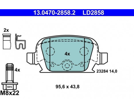 Kit de plaquettes de frein, frein à disque ATE Ceramic 13.0470-2858.2