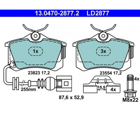 Kit de plaquettes de frein, frein à disque ATE Ceramic 13.0470-2877.2, Image 3