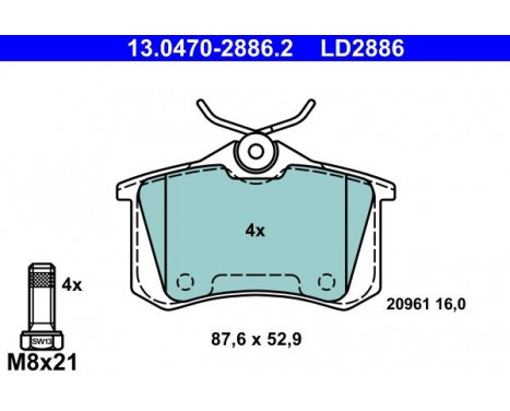 Kit de plaquettes de frein, frein à disque ATE Ceramic 13.0470-2886.2, Image 3