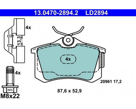 Kit de plaquettes de frein, frein à disque ATE Ceramic 13.0470-2894.2, Image 3