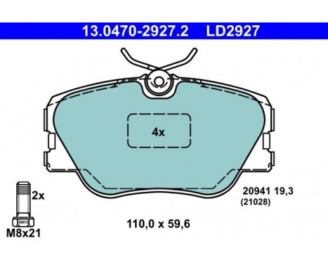 Kit de plaquettes de frein, frein à disque ATE Ceramic 13.0470-2927.2, Image 3