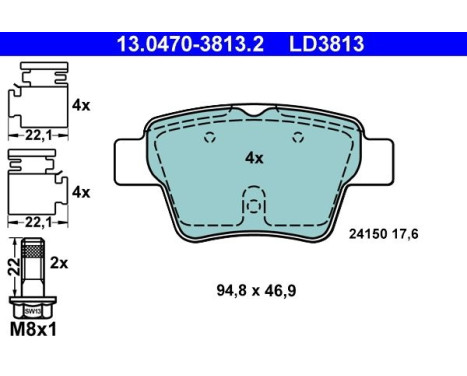 Kit de plaquettes de frein, frein à disque ATE Ceramic 13.0470-3813.2, Image 3