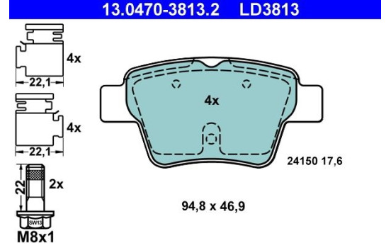 Kit de plaquettes de frein, frein à disque ATE Ceramic 13.0470-3813.2, Image 3