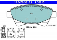 Kit de plaquettes de frein, frein à disque ATE Ceramic 13.0470-3815.2