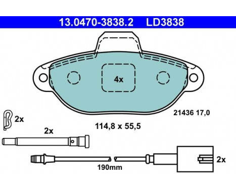 Kit de plaquettes de frein, frein à disque ATE Ceramic 13.0470-3838.2, Image 3