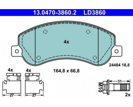 Kit de plaquettes de frein, frein à disque ATE Ceramic 13.0470-3860.2