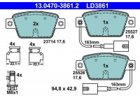 Kit de plaquettes de frein, frein à disque ATE Ceramic 13.0470-3861.2