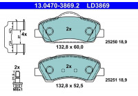 Kit de plaquettes de frein, frein à disque ATE Ceramic 13.0470-3869.2
