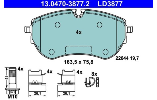 Kit de plaquettes de frein, frein à disque ATE Ceramic 13.0470-3877.2