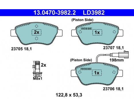 Kit de plaquettes de frein, frein à disque ATE Ceramic 13.0470-3982.2, Image 3