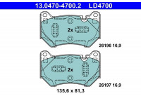 Kit de plaquettes de frein, frein à disque ATE Ceramic 13.0470-4700.2