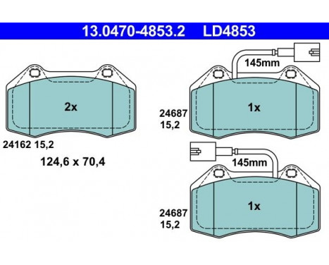 Kit de plaquettes de frein, frein à disque ATE Ceramic 13.0470-4853.2