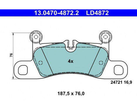 Kit de plaquettes de frein, frein à disque ATE Ceramic 13.0470-4872.2