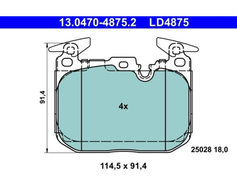 Kit de plaquettes de frein, frein à disque ATE Ceramic 13.0470-4875.2