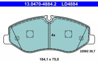 Kit de plaquettes de frein, frein à disque ATE Ceramic 13.0470-4884.2