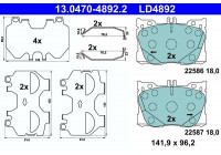 Kit de plaquettes de frein, frein à disque ATE Ceramic 13.0470-4892.2