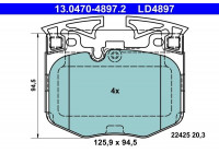 Kit de plaquettes de frein, frein à disque ATE Ceramic 13.0470-4897.2