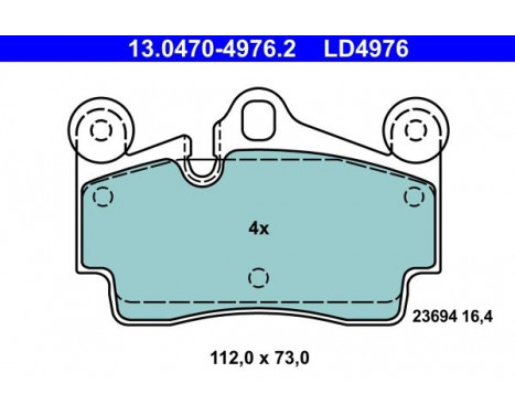 Kit de plaquettes de frein, frein à disque ATE Ceramic 13.0470-4976.2