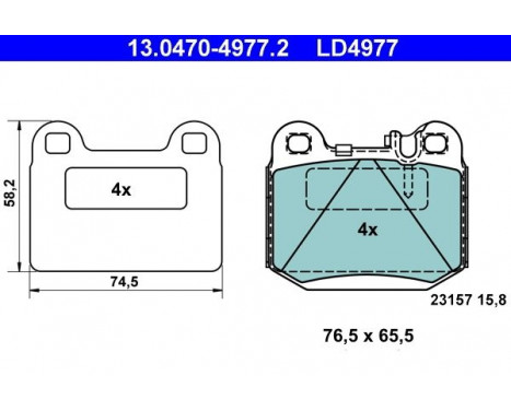 Kit de plaquettes de frein, frein à disque ATE Ceramic 13.0470-4977.2, Image 2