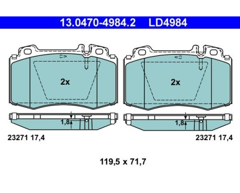 Kit de plaquettes de frein, frein à disque ATE Ceramic 13.0470-4984.2, Image 3