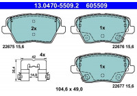 Kit de plaquettes de frein, frein à disque ATE Ceramic 13.0470-5509.2