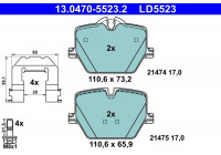 Kit de plaquettes de frein, frein à disque ATE Ceramic 13.0470-5523.2