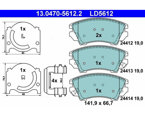 Kit de plaquettes de frein, frein à disque ATE Ceramic 13.0470-5612.2, Image 3