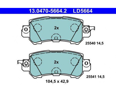 Kit de plaquettes de frein, frein à disque ATE Ceramic 13.0470-5664.2