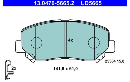 Kit de plaquettes de frein, frein à disque ATE Ceramic 13.0470-5665.2