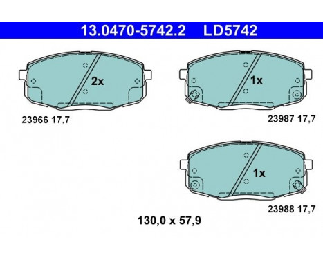 Kit de plaquettes de frein, frein à disque ATE Ceramic 13.0470-5742.2