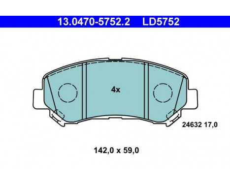 Kit de plaquettes de frein, frein à disque ATE Ceramic 13.0470-5752.2, Image 3