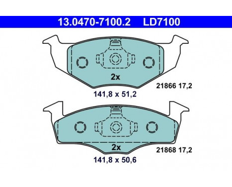 Kit de plaquettes de frein, frein à disque ATE Ceramic 13.0470-7100.2
