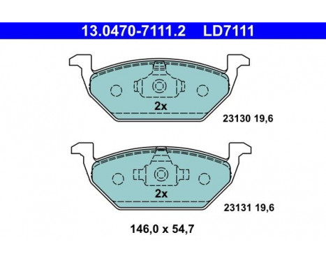Kit de plaquettes de frein, frein à disque ATE Ceramic 13.0470-7111.2, Image 3