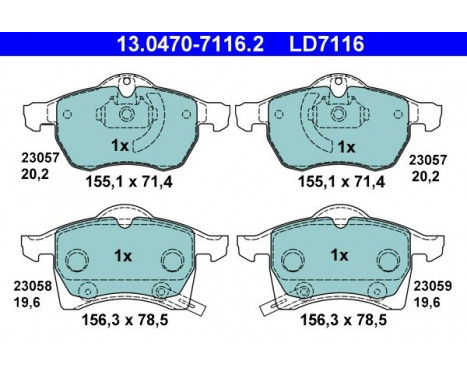 Kit de plaquettes de frein, frein à disque ATE Ceramic 13.0470-7116.2, Image 3