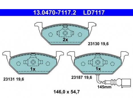 Kit de plaquettes de frein, frein à disque ATE Ceramic 13.0470-7117.2, Image 3