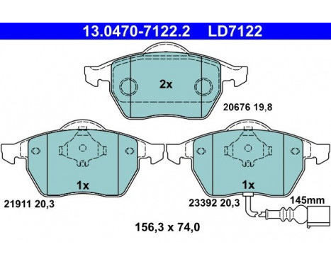 Kit de plaquettes de frein, frein à disque ATE Ceramic 13.0470-7122.2, Image 3