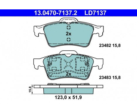 Kit de plaquettes de frein, frein à disque ATE Ceramic 13.0470-7137.2, Image 2