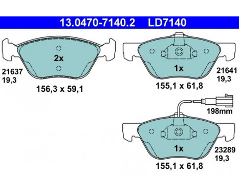 Kit de plaquettes de frein, frein à disque ATE Ceramic 13.0470-7140.2, Image 3