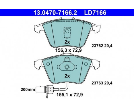 Kit de plaquettes de frein, frein à disque ATE Ceramic 13.0470-7166.2, Image 3
