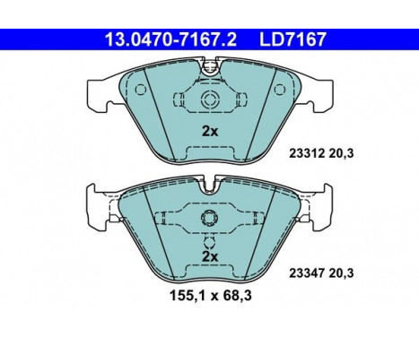 Kit de plaquettes de frein, frein à disque ATE Ceramic 13.0470-7167.2, Image 3