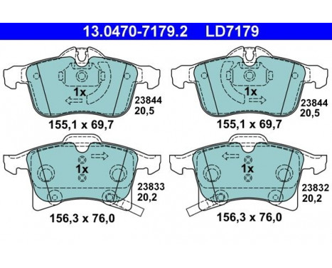 Kit de plaquettes de frein, frein à disque ATE Ceramic 13.0470-7179.2, Image 3