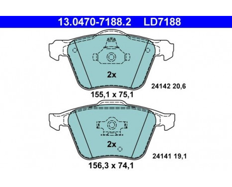 Kit de plaquettes de frein, frein à disque ATE Ceramic 13.0470-7188.2, Image 3