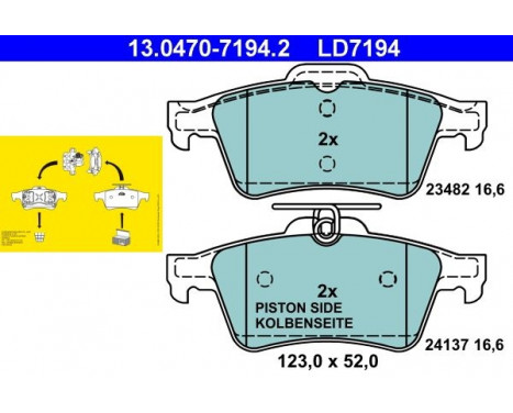 Kit de plaquettes de frein, frein à disque ATE Ceramic 13.0470-7194.2, Image 3