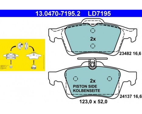 Kit de plaquettes de frein, frein à disque ATE Ceramic 13.0470-7195.2, Image 3