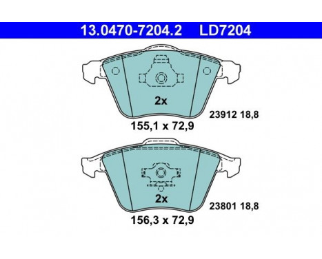Kit de plaquettes de frein, frein à disque ATE Ceramic 13.0470-7204.2, Image 3